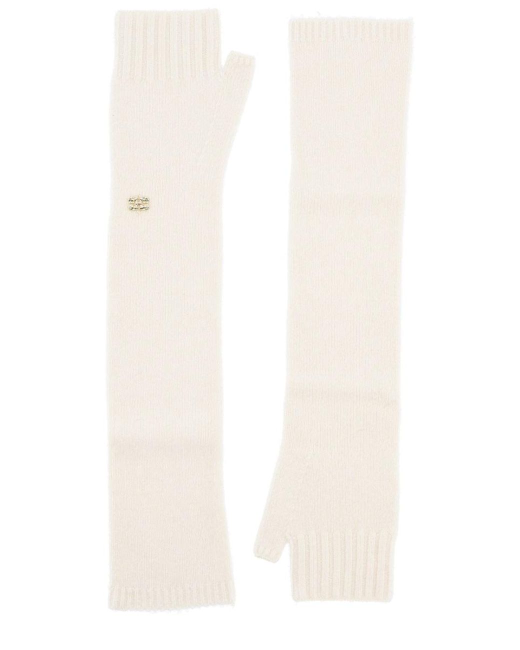 Ganni White Wool Gloves