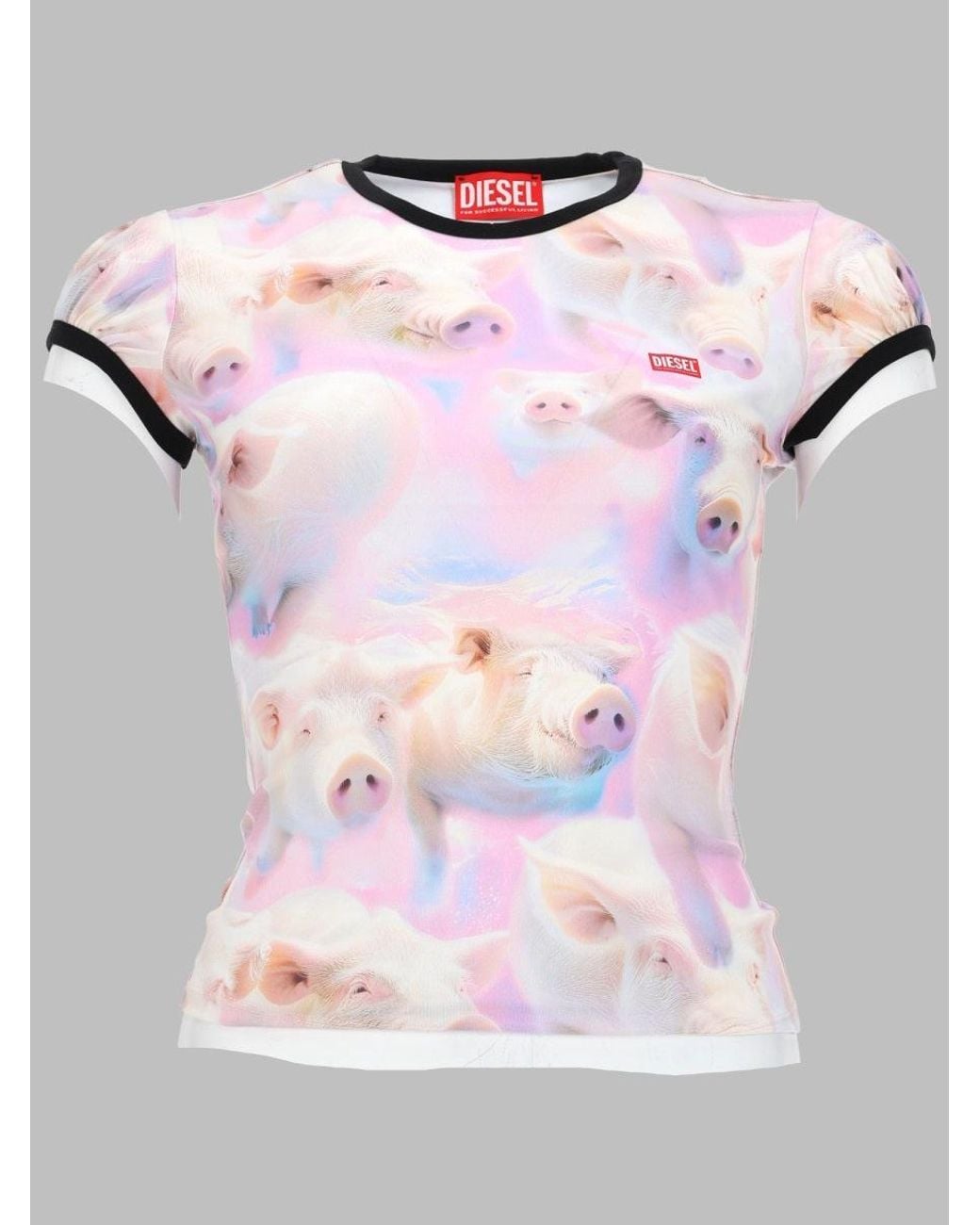 DIESEL Gray T-Shirt Con Stampa