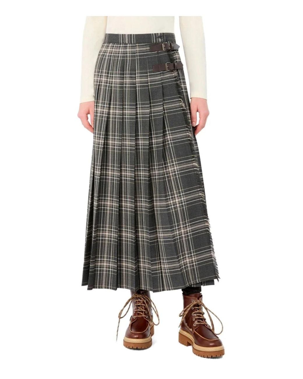 Weekend by Maxmara Gray Prisma Tartan Skirt