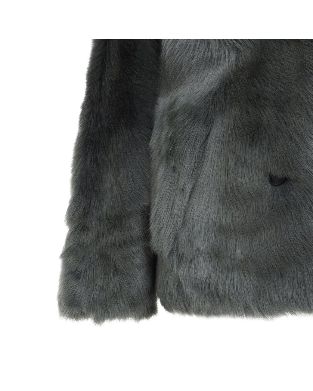 Yves Salomon Gray Lamb Fur Shearling Mini Short Jacket For
