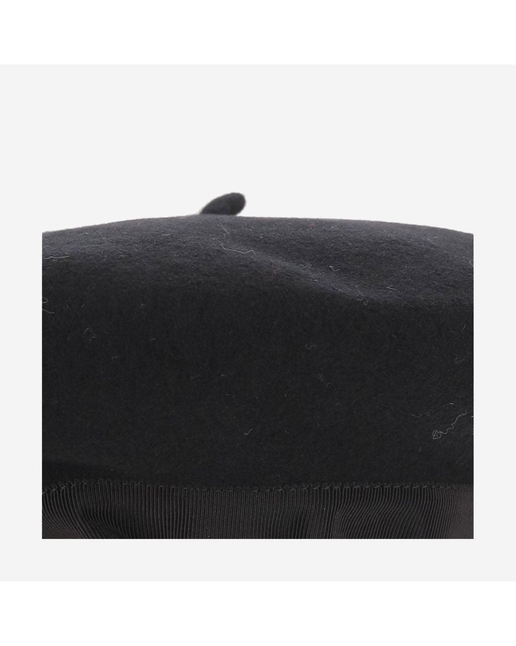 Patou Black Wool Beanie With Grosgrain Bow