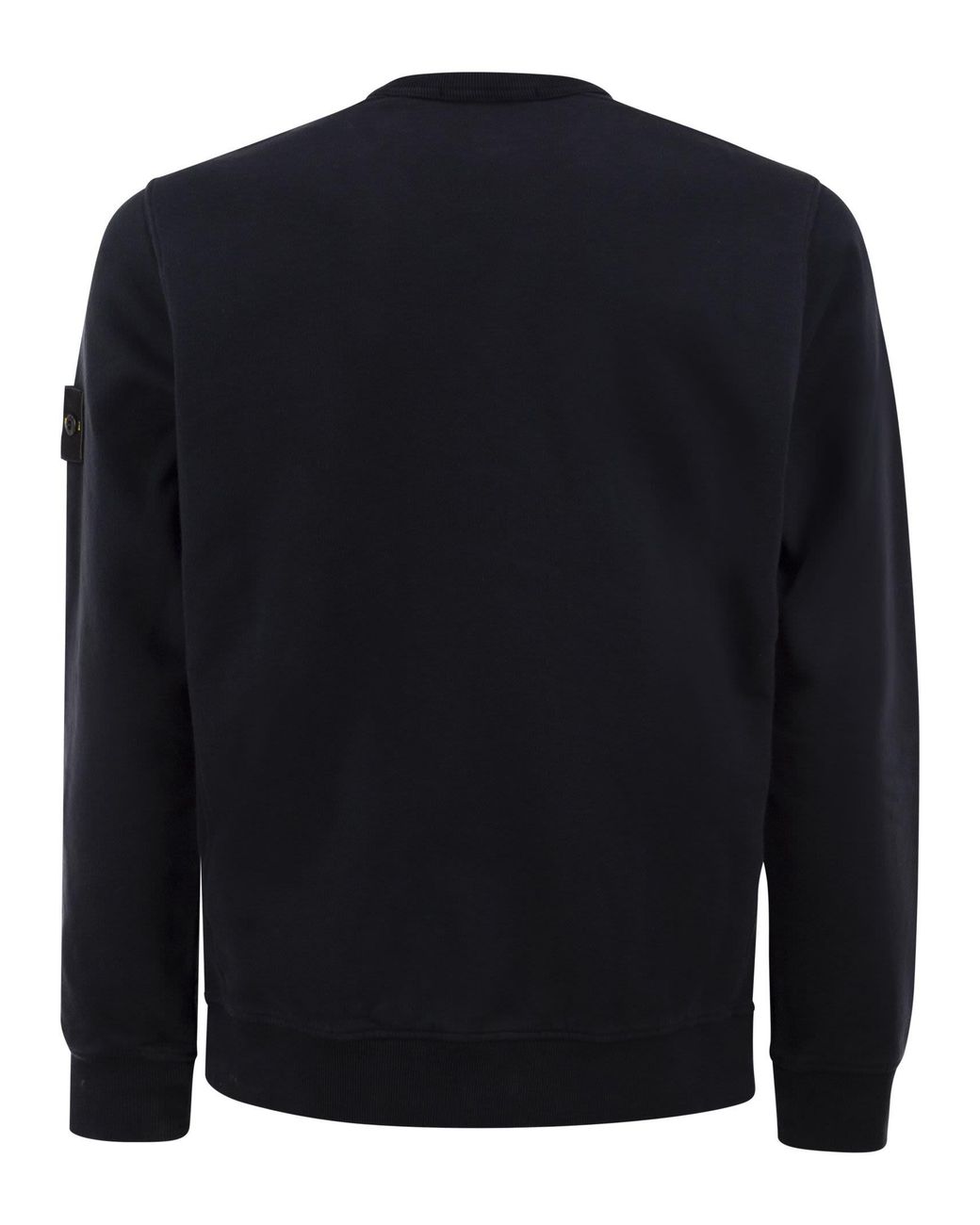 Stone Island Blue Cotton Crew Neck Sweatshirt With Compass Badge