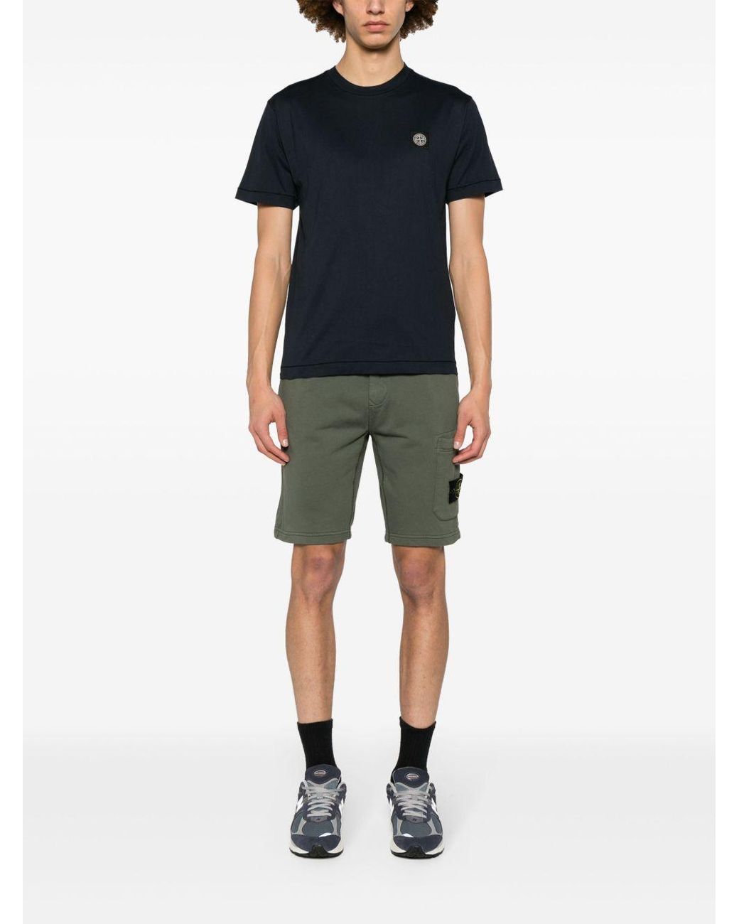 Stone Island Blue Logo Cotton T Shirt
