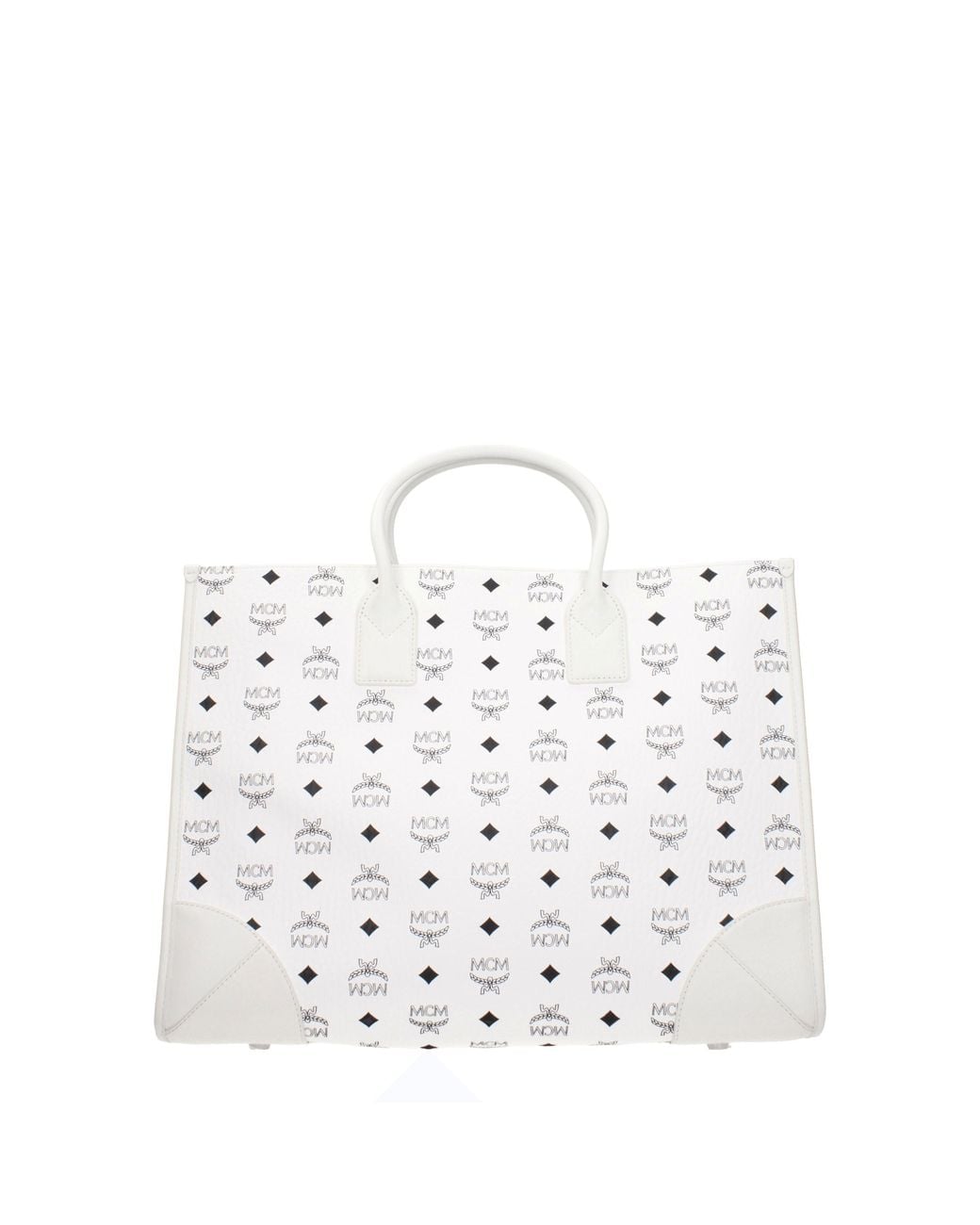 MCM White Borse A Mano Munchen Donna Pelle Bianco/Bianco Ottico