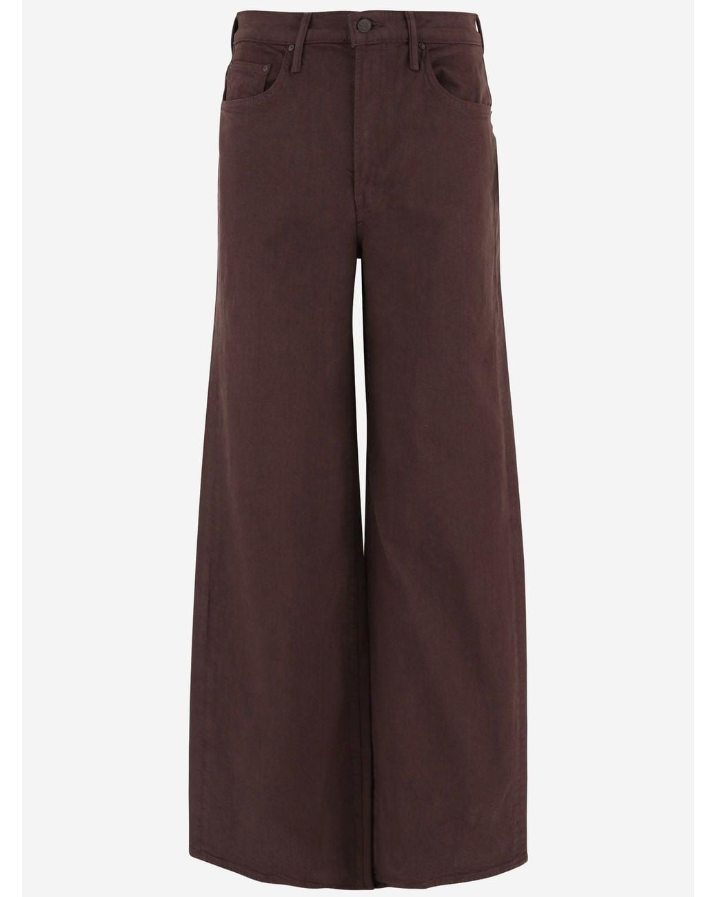 Mother Brown Jeans Wide-Leg Stretch Cotton