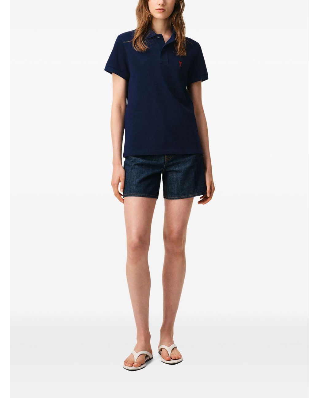 AMI Blue Ami De Coeur Cotton Polo Shirt