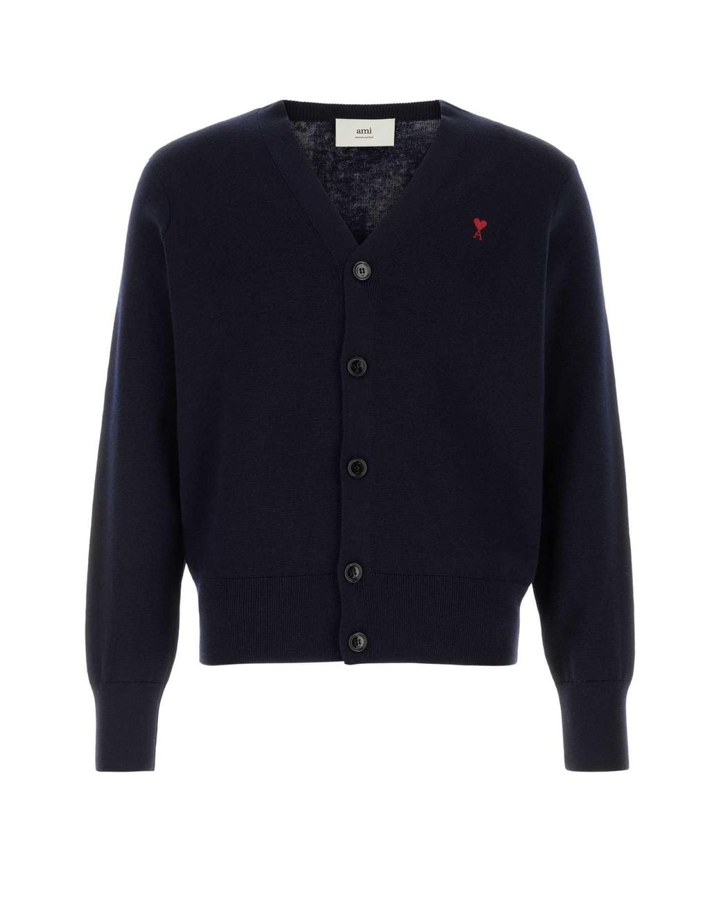 AMI Blue Ami Dark Wool Cardigan for men