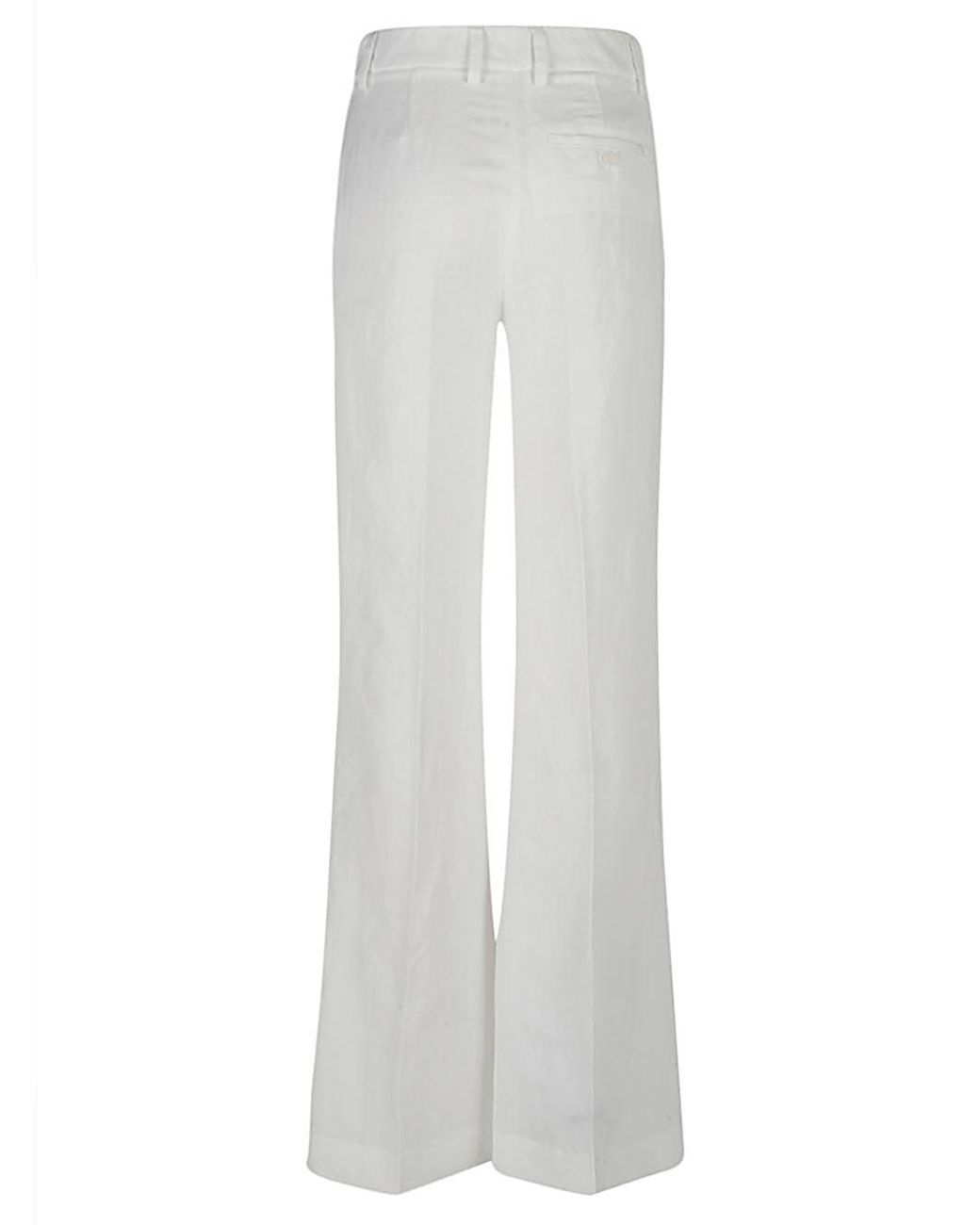 True Royal White Linen Flared Trousers