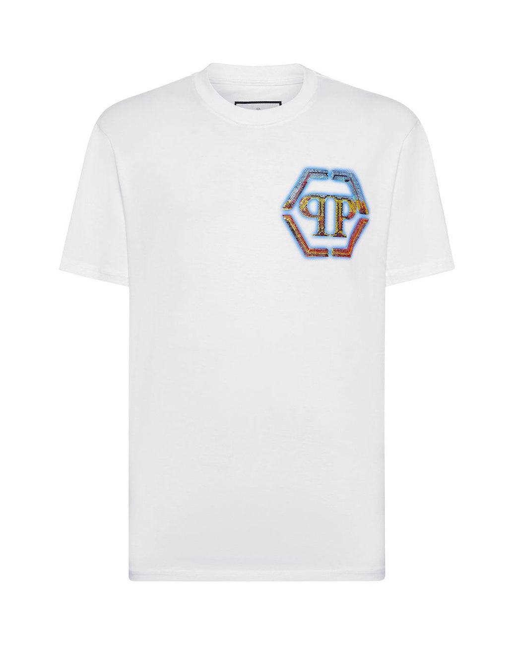 Philipp Plein White T-Shirt Round Neck Ss Hexagon for men
