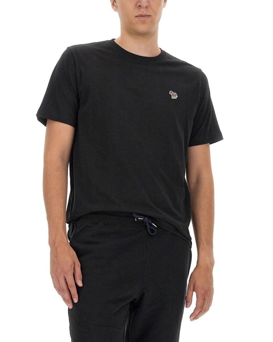 Paul Smith Black Zebra Logo Cotton T-Shirt for men