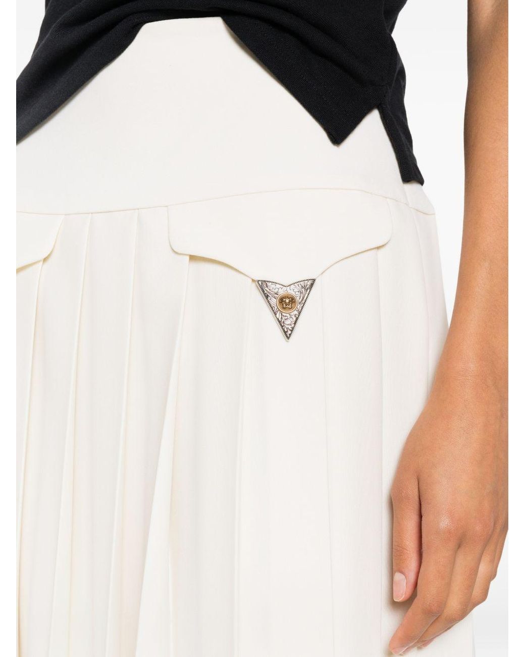 Versace White Wool Midi Skirt