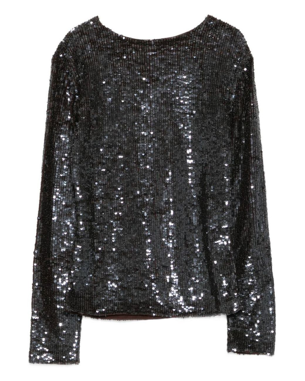 P.A.R.O.S.H. Black Long-Sleeved Top With Sequins