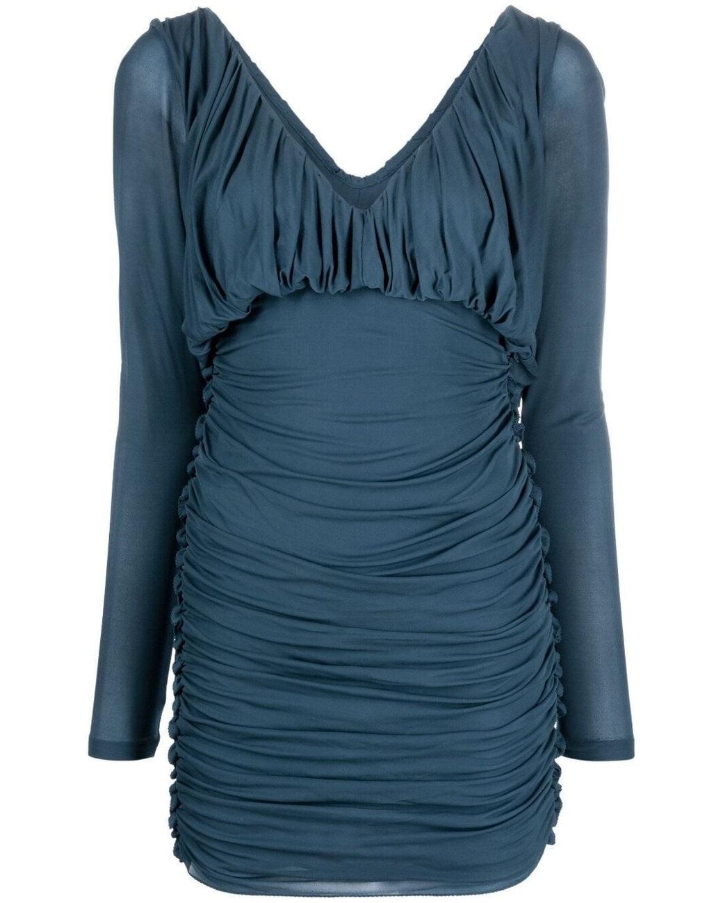 Saint Laurent Blue Draped Dress For