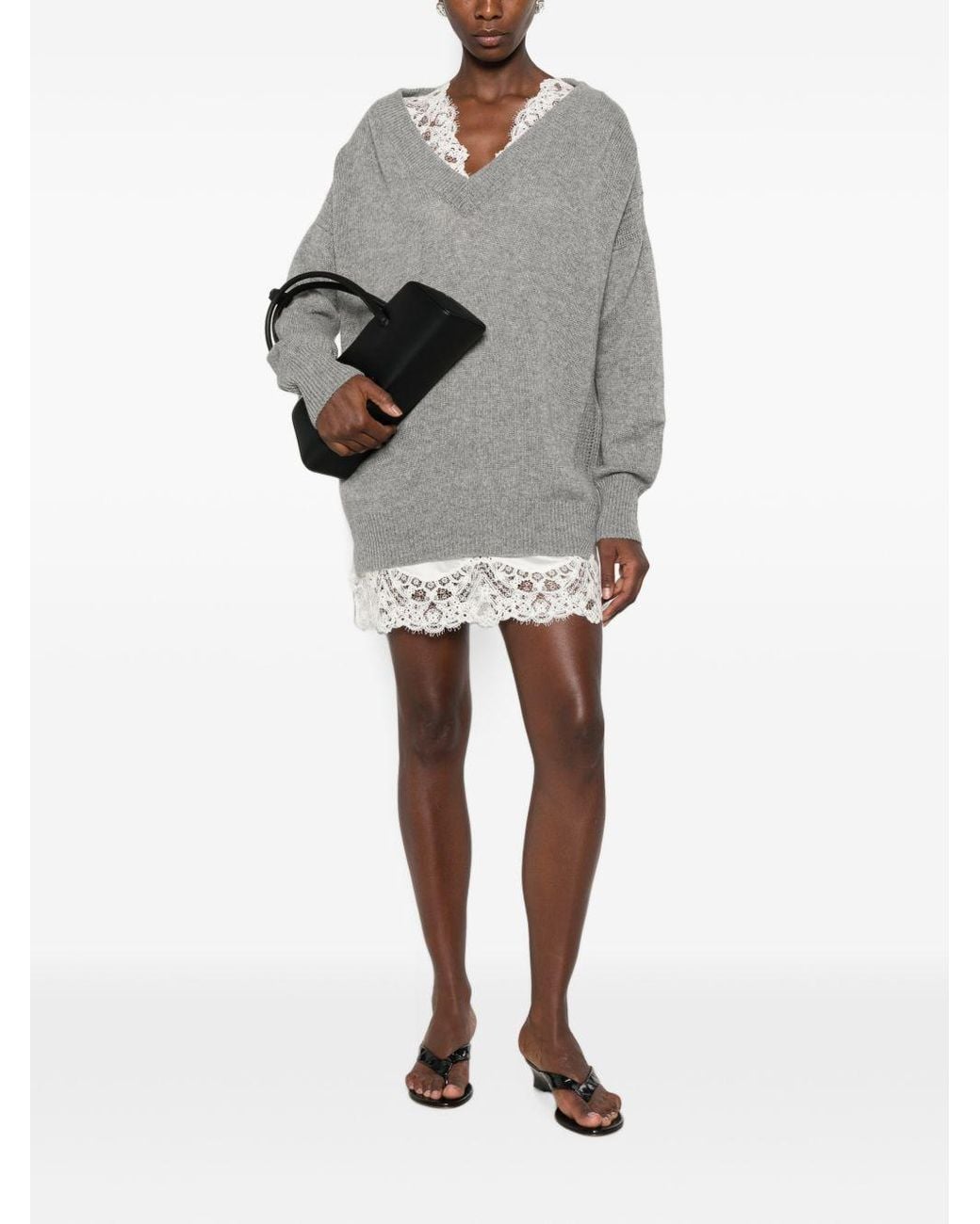 Ermanno Scervino Gray Cashmere Mini Dress
