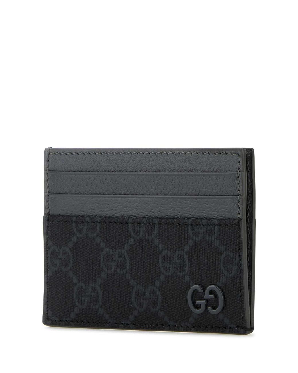 Gucci Black Gg Fabric And Leather Card Holder for men