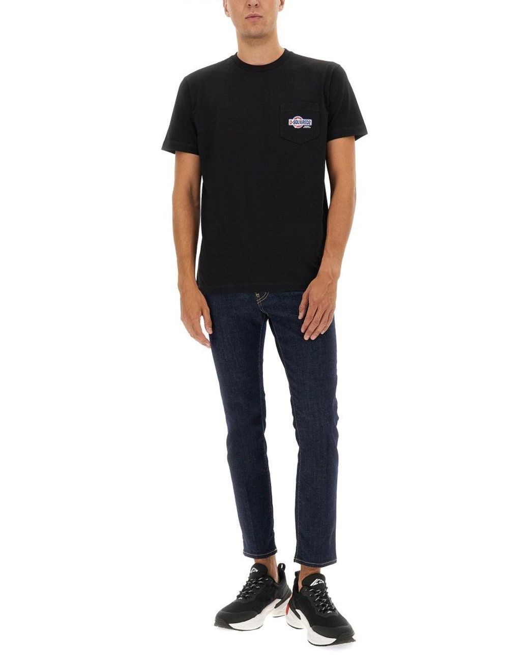 DSquared² Black T Shirt With Pocket And Logo
