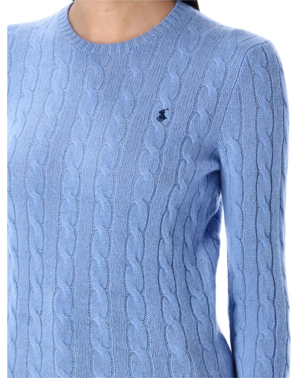 Polo Ralph Lauren Blue Plaited Wool And Cashmere Crew-Neck