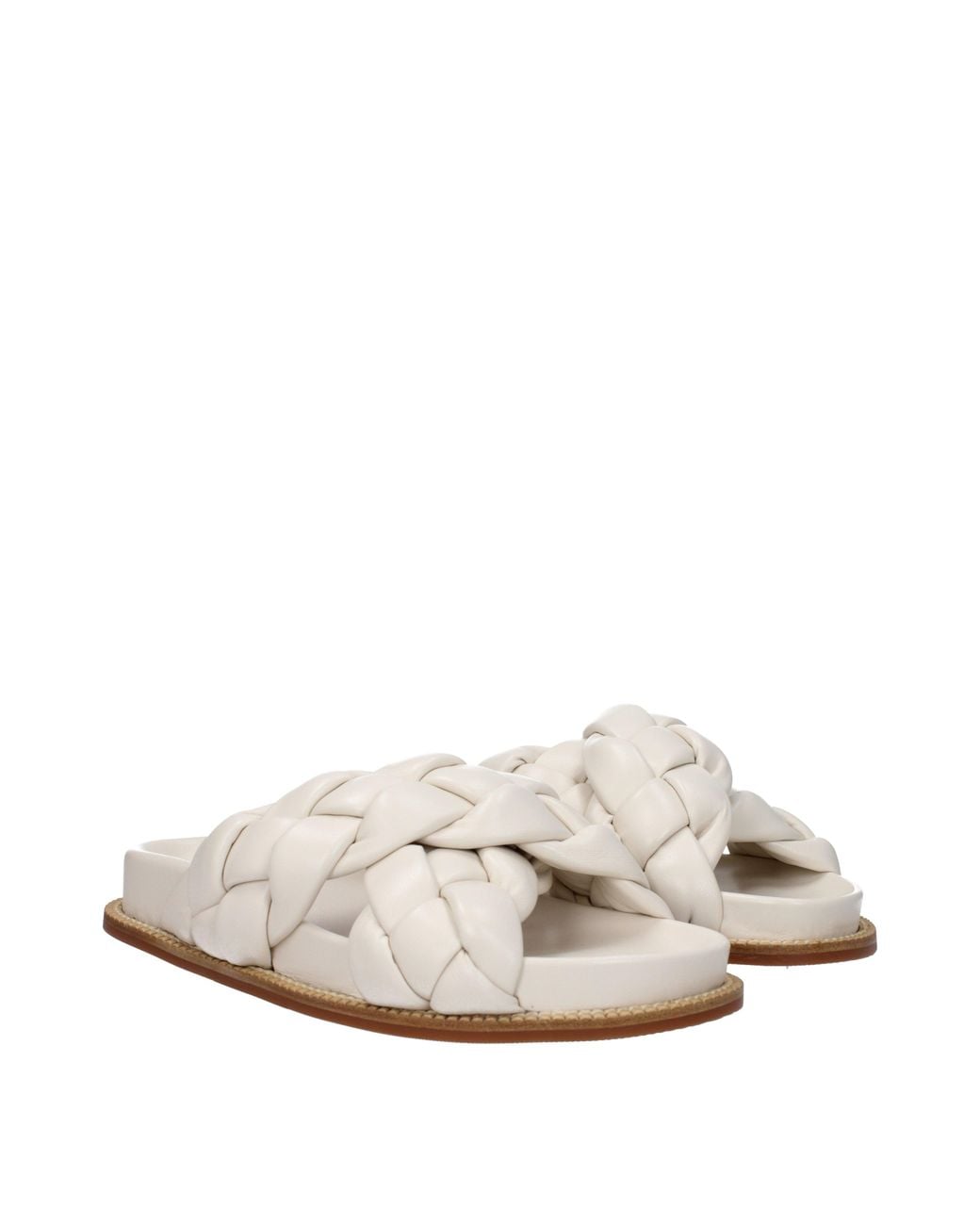 Fabiana Filippi White Braided Slide Sandals