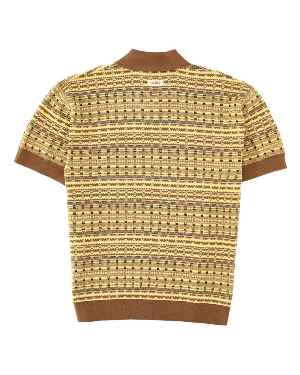 Drole de Monsieur Yellow Short Sleeve Knit Polo Shirt for men