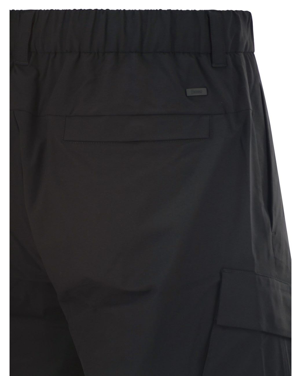 Herno Black Technical Fabric Cargo Bermuda Shorts for men