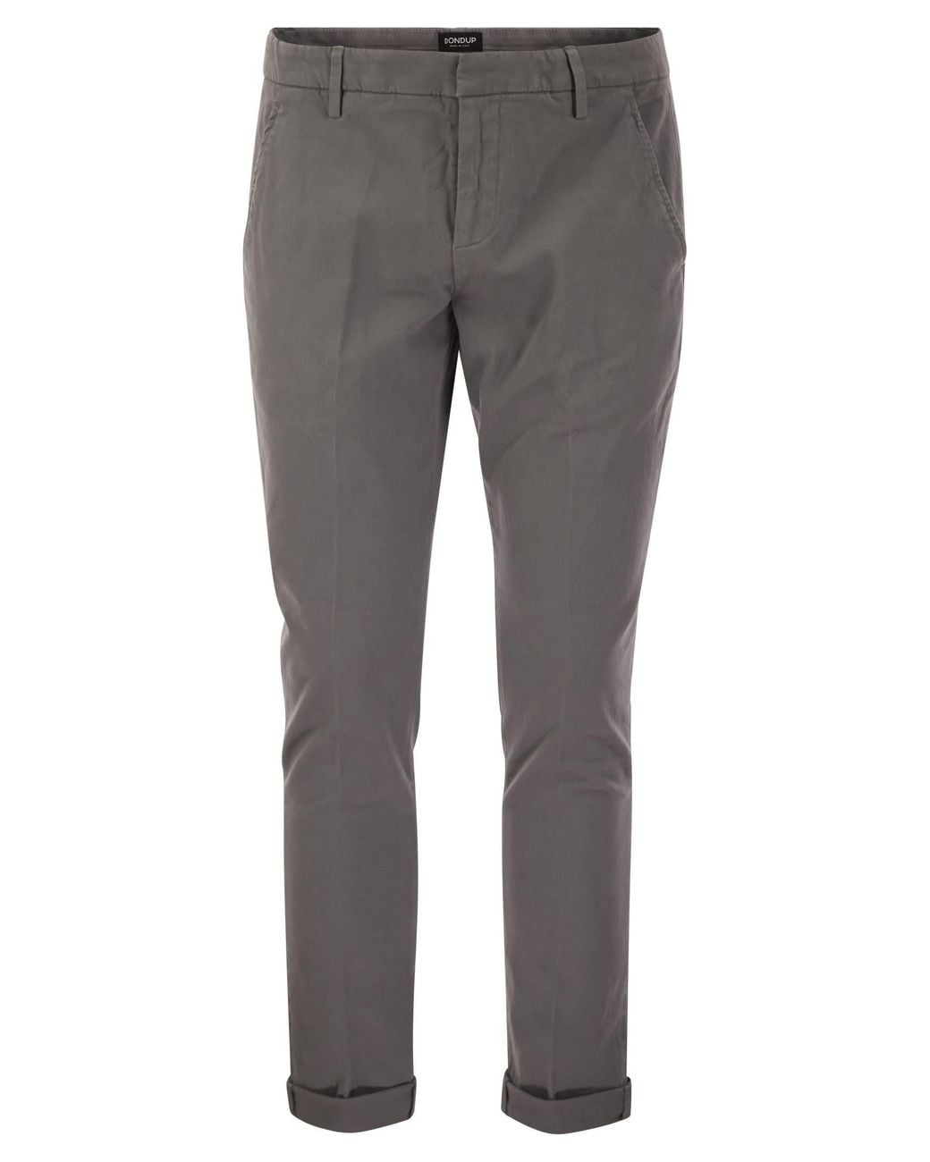 Dondup Gray Gaubert Slim Fit Gabardine Trousers for men