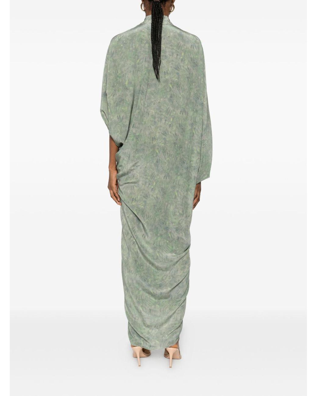 Cortana Green Mayu Silk Long Dress