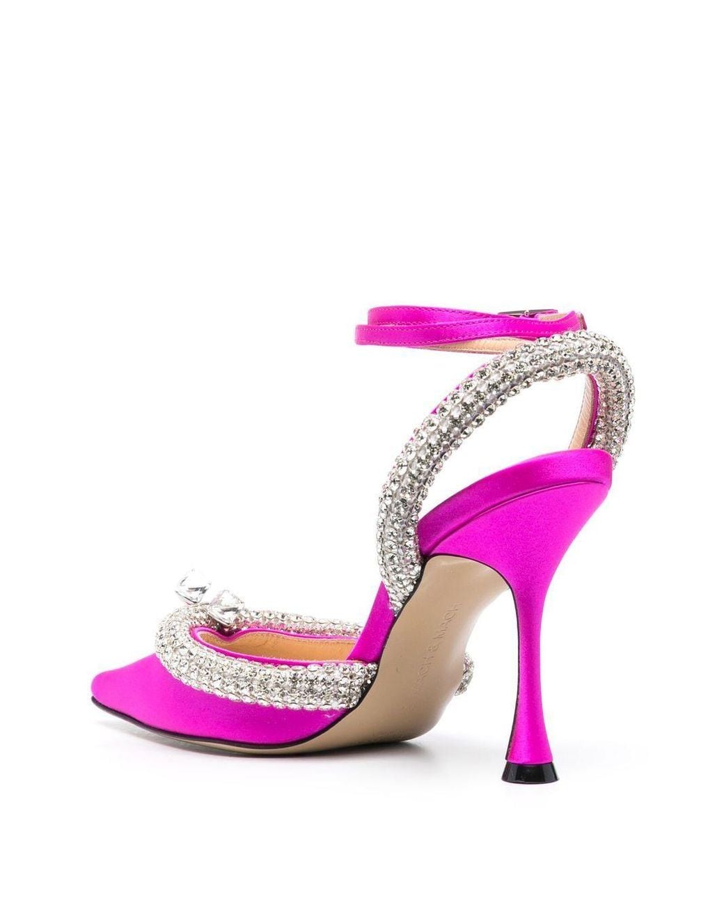 Mach & Mach Pink Mach & Mach Crystal-Embellished Satin Slingback Pumps