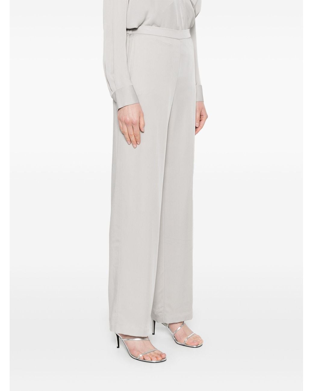 Theory White Wide-Leg Pull On Trousers