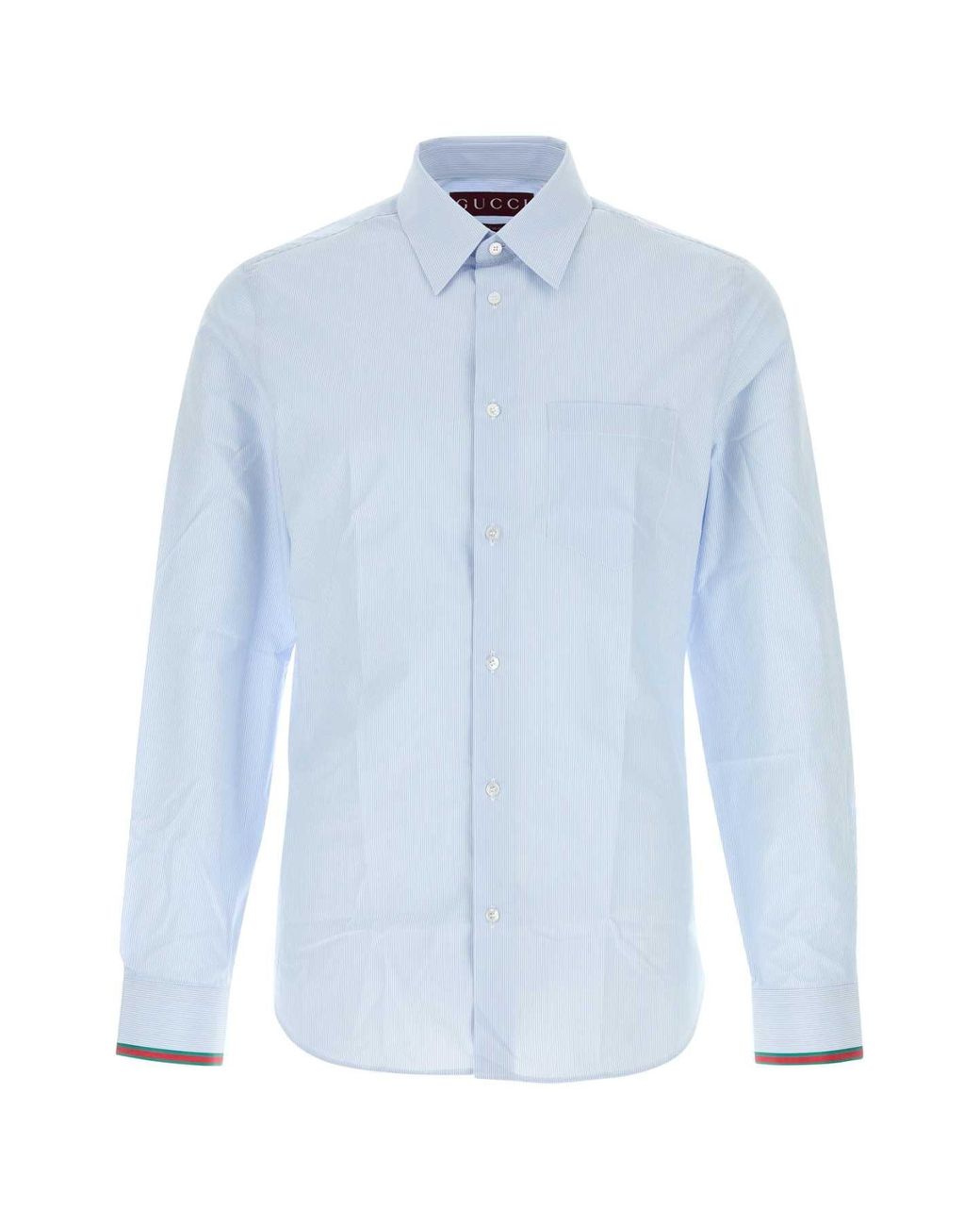 Gucci Blue Embroidered Poplin Shirt for men