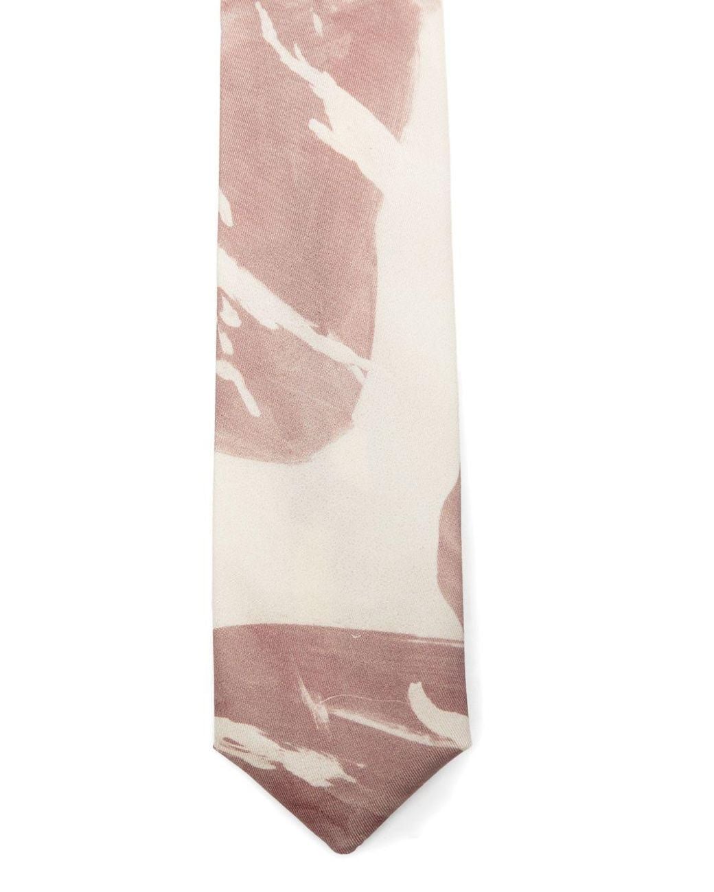Alysi White Printed Silk Tie
