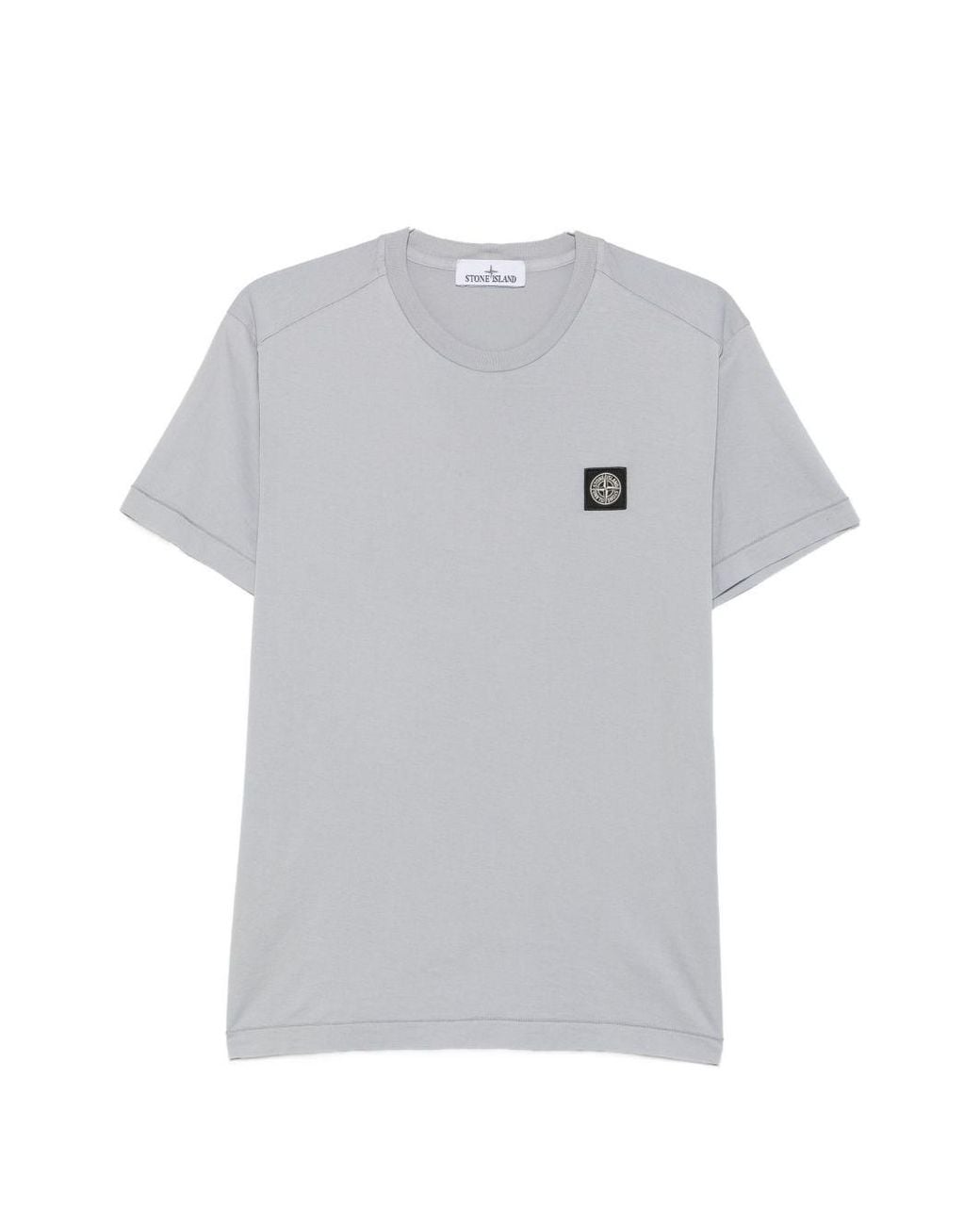 Stone Island Gray Logo Cotton T Shirt