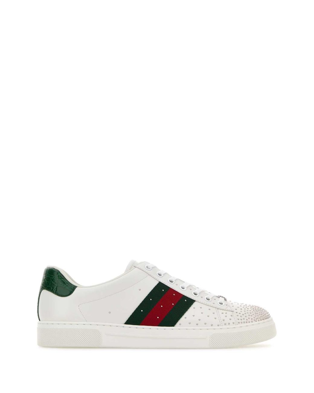 Gucci White Ace Studded Trainers With Web for men
