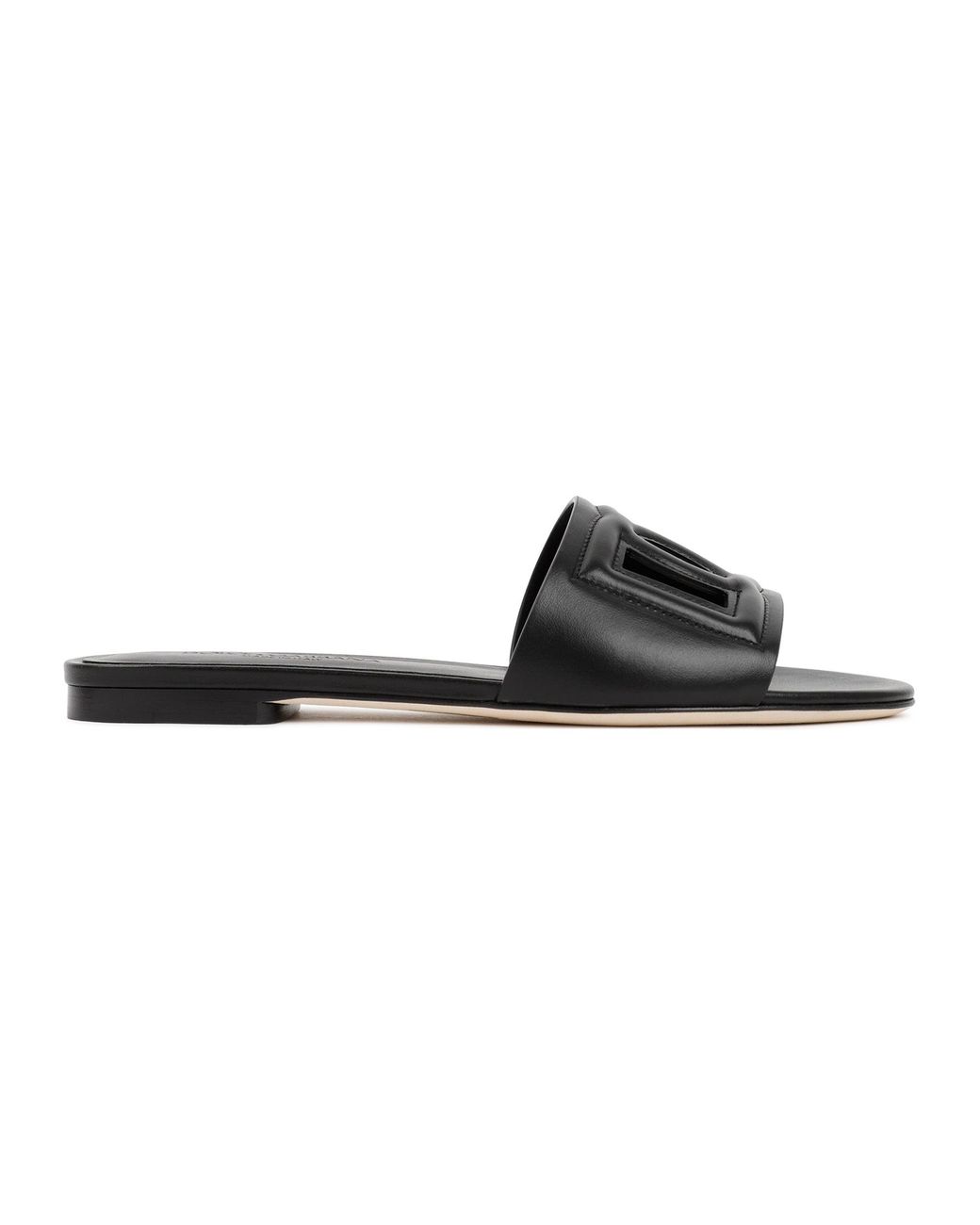 Dolce & Gabbana Black Flat Slide Sandals For