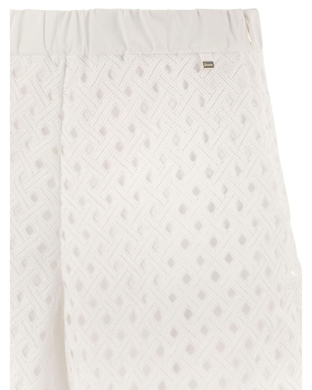 Herno White Perforated Shorts With Geometric Shapes