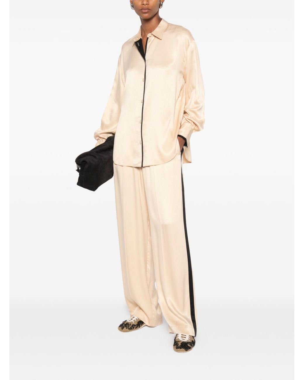 Forte_forte Natural Side-Band Trousers
