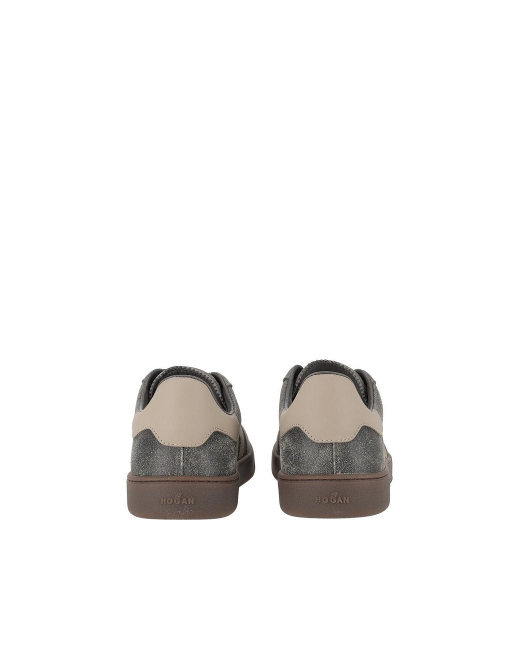 Hogan Gray Cool Suede Calfskin Low-Top Sneakers