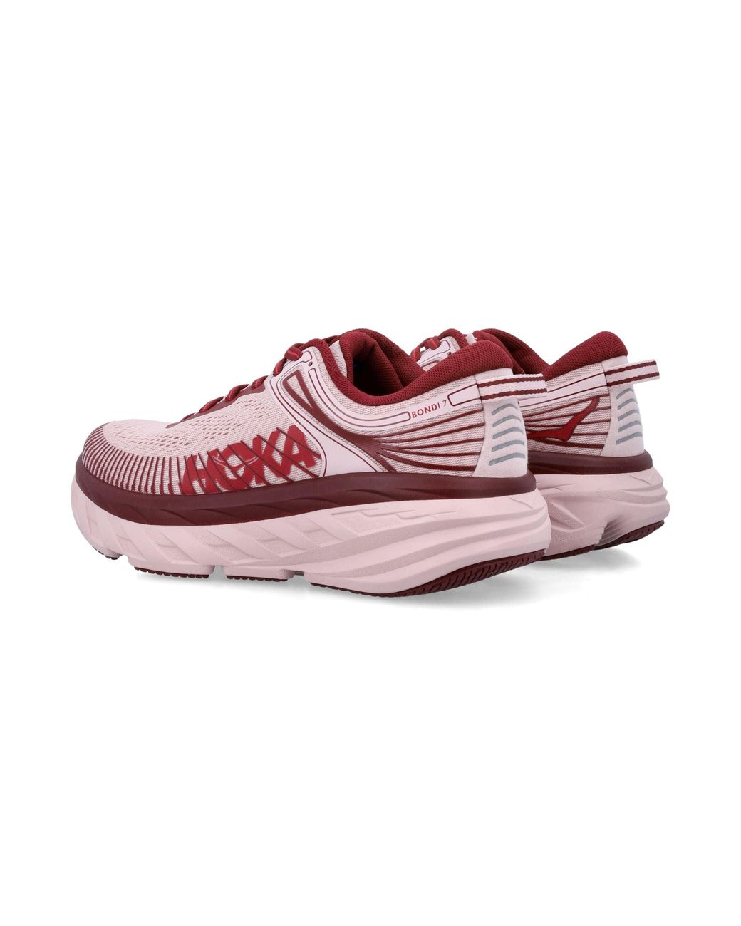 Hoka One One Pink Maximum Cushioning Bondi 7 Breathable Mesh Running Sneakers
