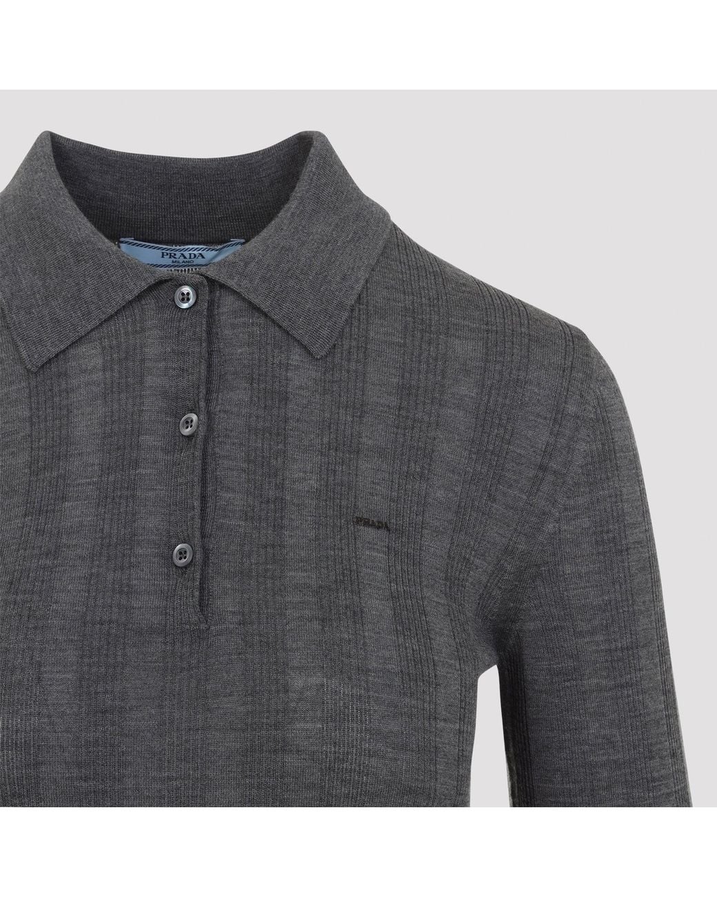 Prada Blue Ardesia Wool Polo