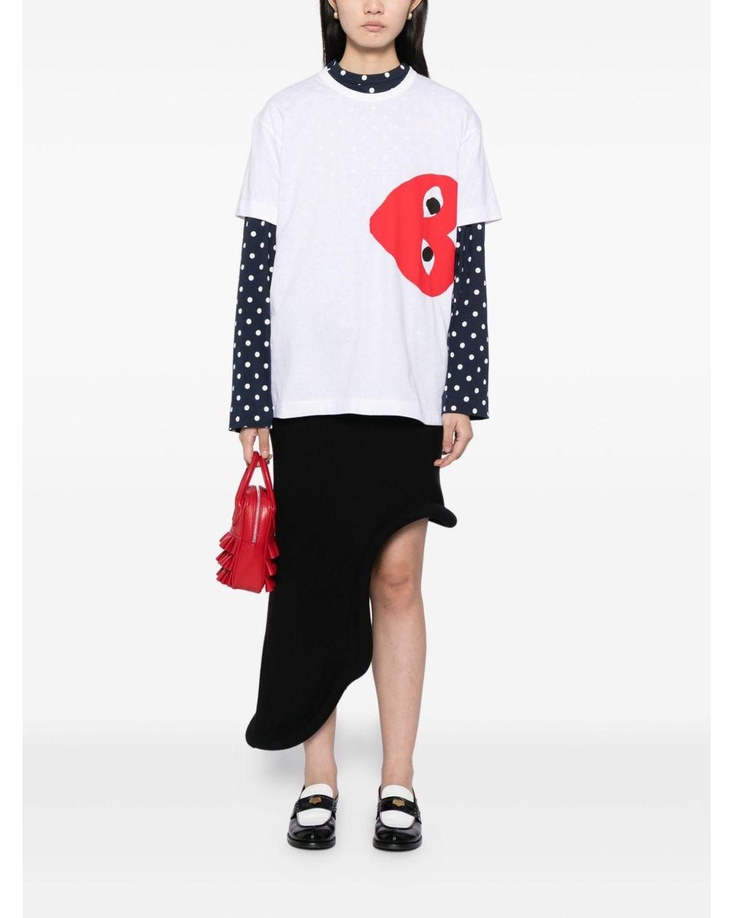 Comme des Garçons White Heart-Print T-Shirt