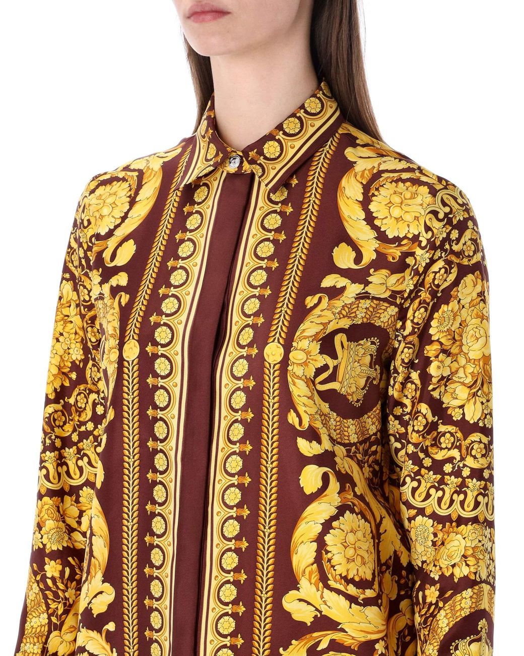 Versace Yellow Barocco Silk Shirt