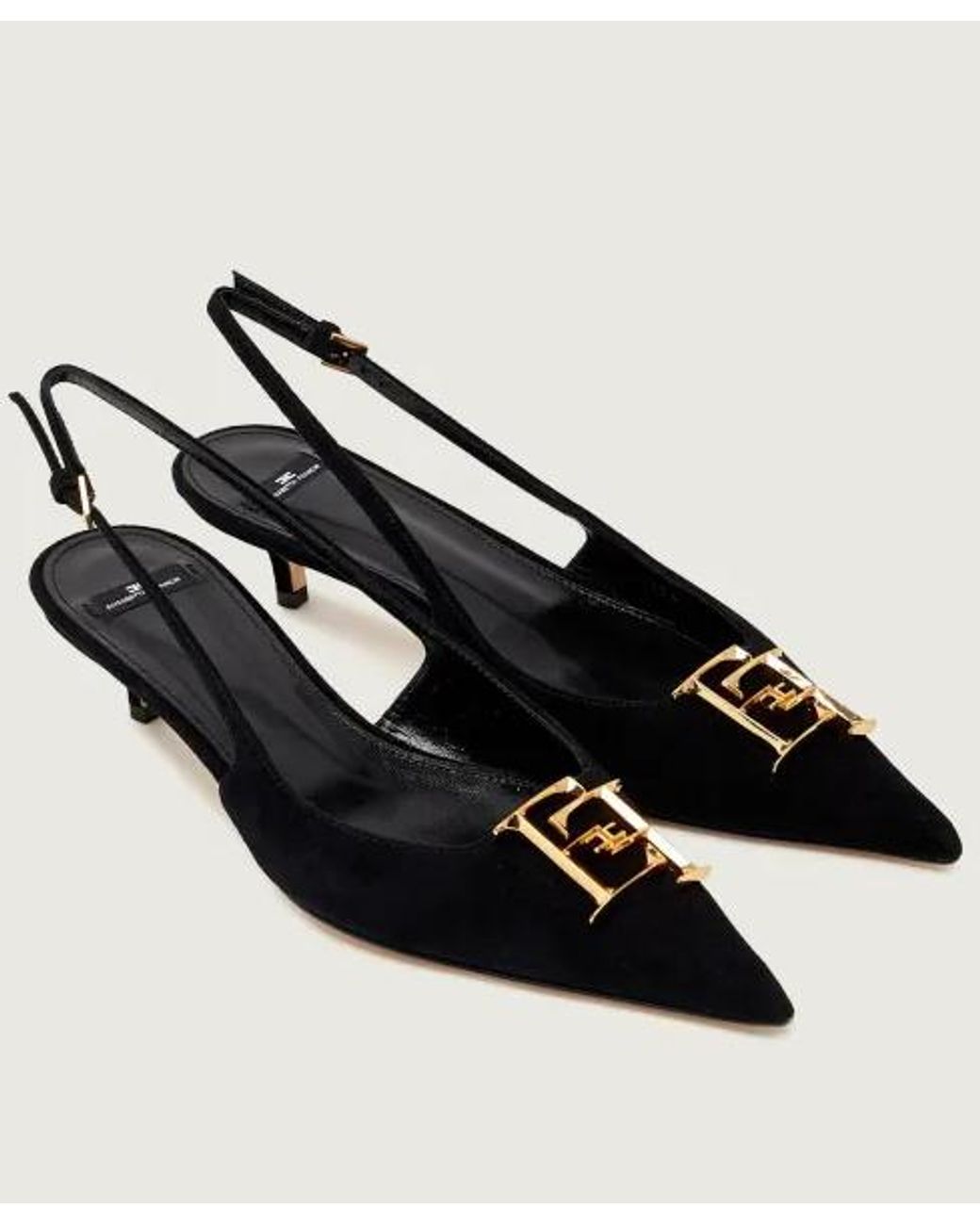 Elisabetta Franchi Black Suede Slingback