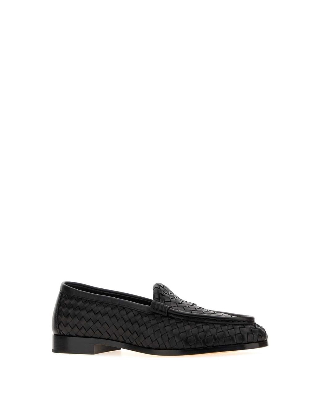 Bottega Veneta Black Leather Silenzio Loafers