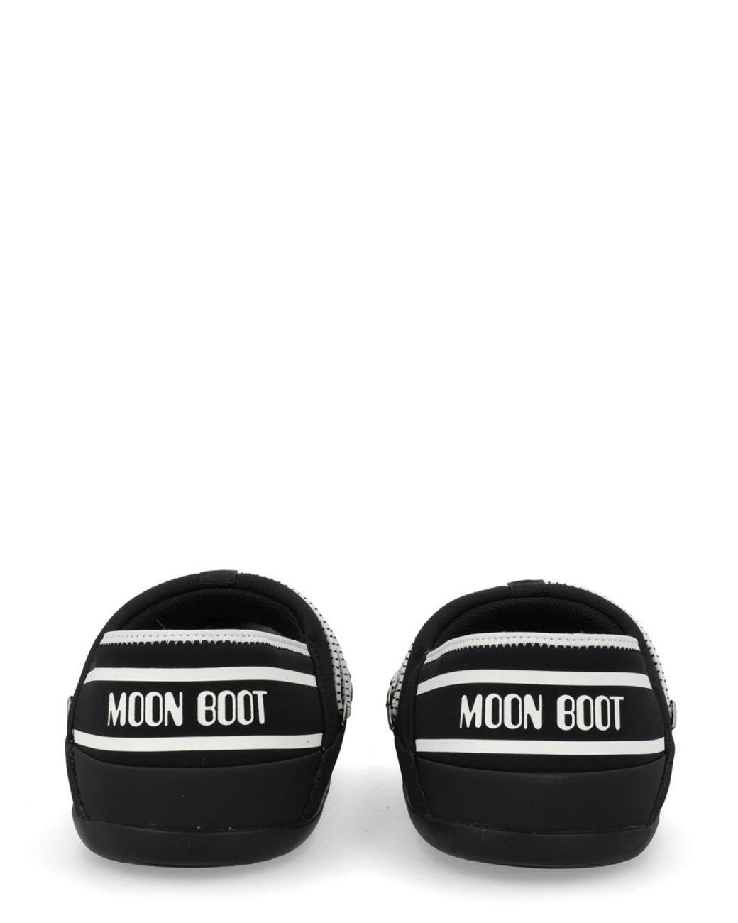 Moon Boot Black Logo Slippers
