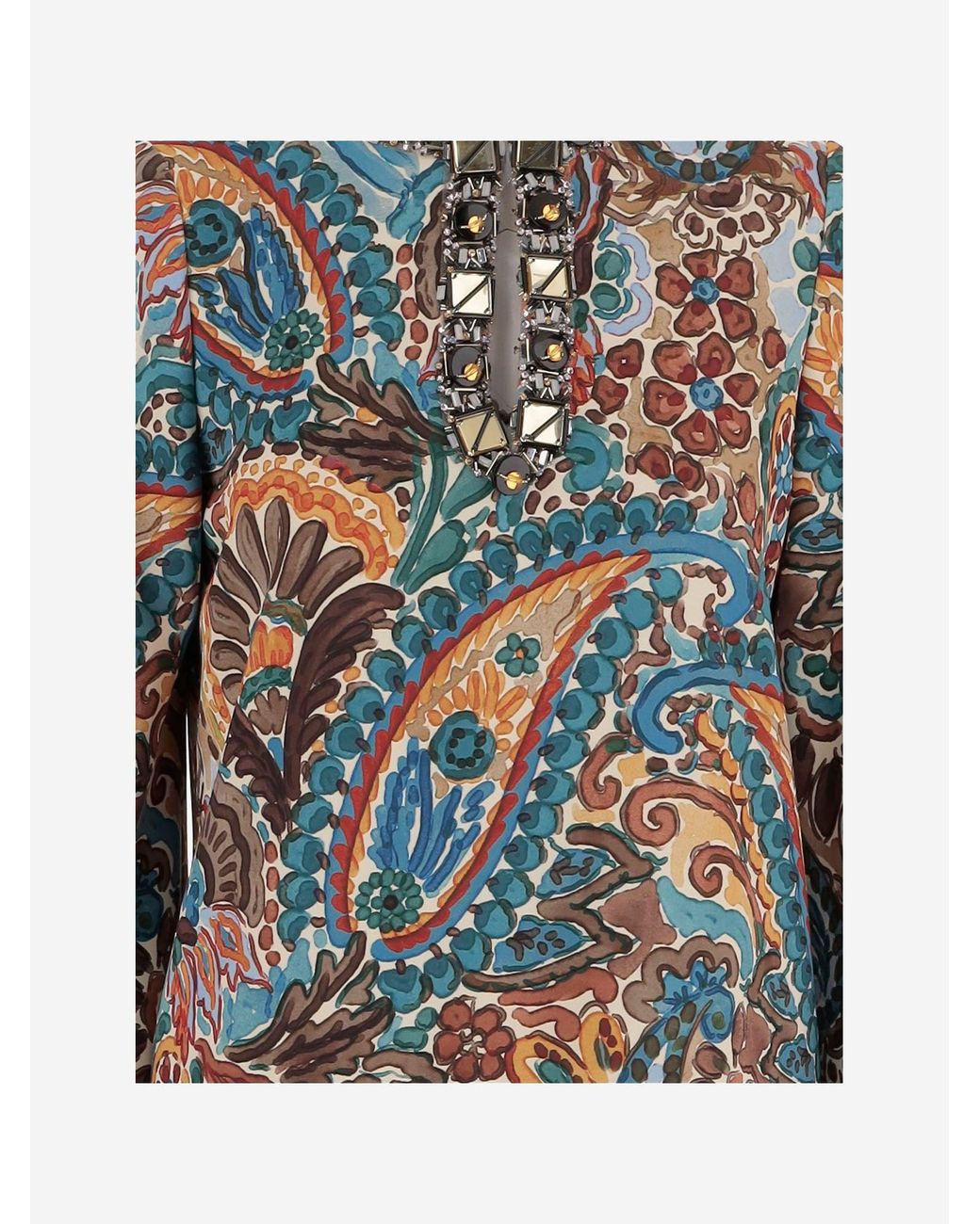 PHILIPPA 1970 Blue Remi Dress With Damask Floral Print