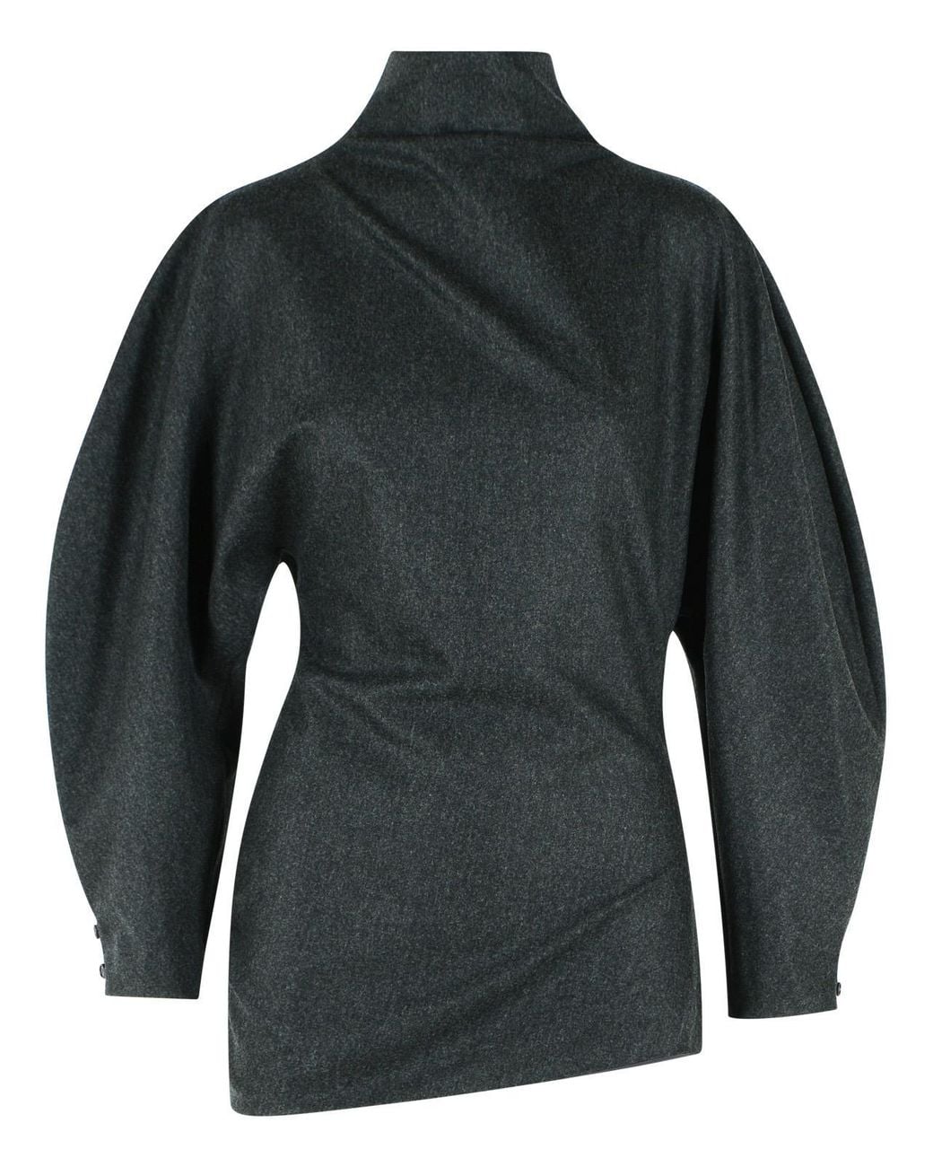 Khaite Gray 'Harlow' Wool And Charcoal Cashmere Top