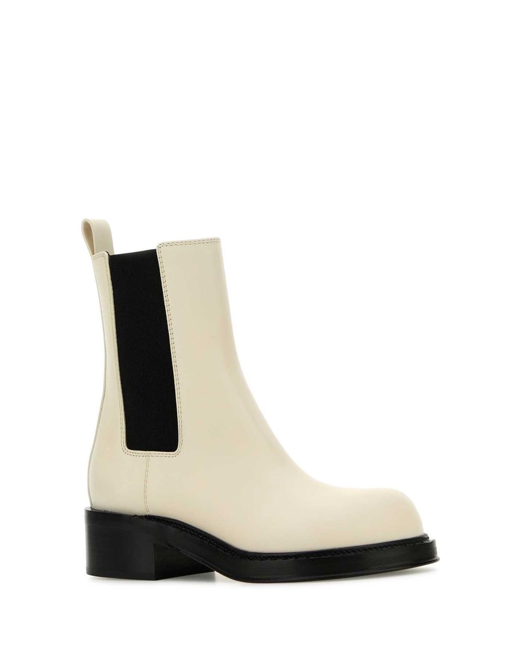Bottega Veneta Black Ivory Leather Cliff Ankle Boots