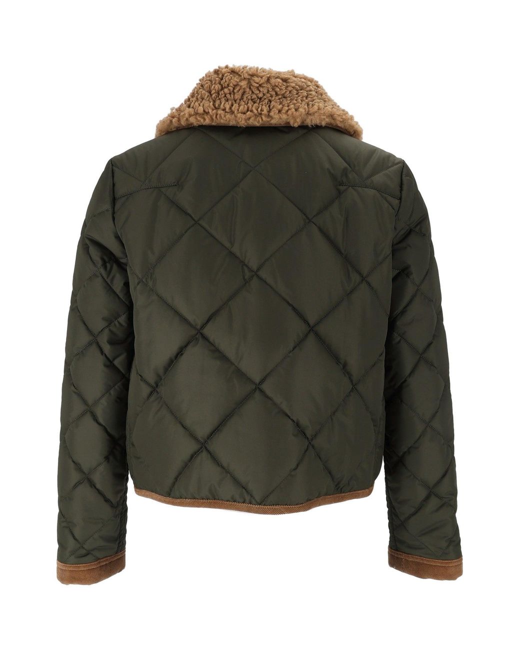 Fay Green Mini 3-Ganci Quilted Leather-Accent Jacket