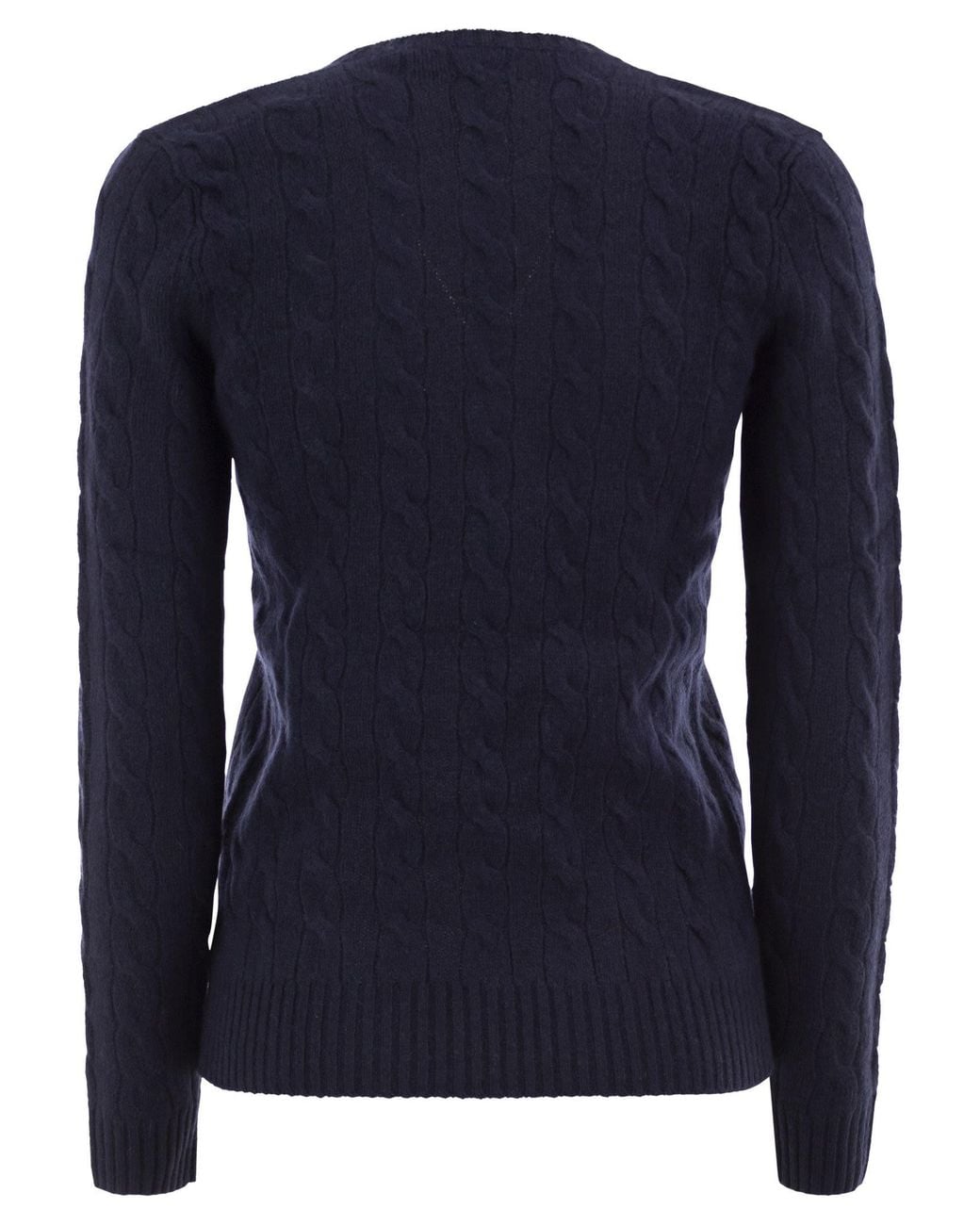 Polo Ralph Lauren Blue Wool And Cashmere Cable Knit Jumper