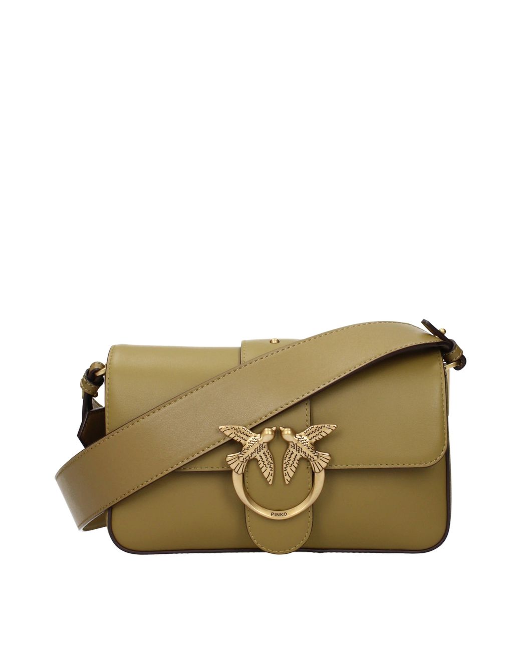 Pinko Green Crossbody Bags Love One Leather/Kangaroo