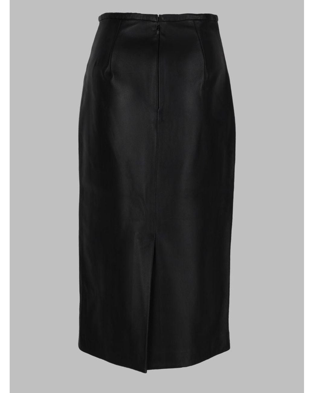 Co. Black Leather Midi Skirt